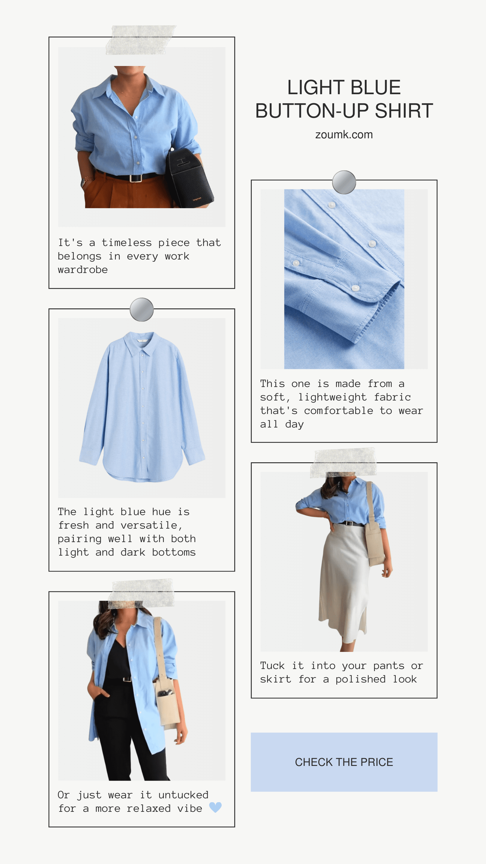 H&M Light Blue Button-Up Oxford Shirt