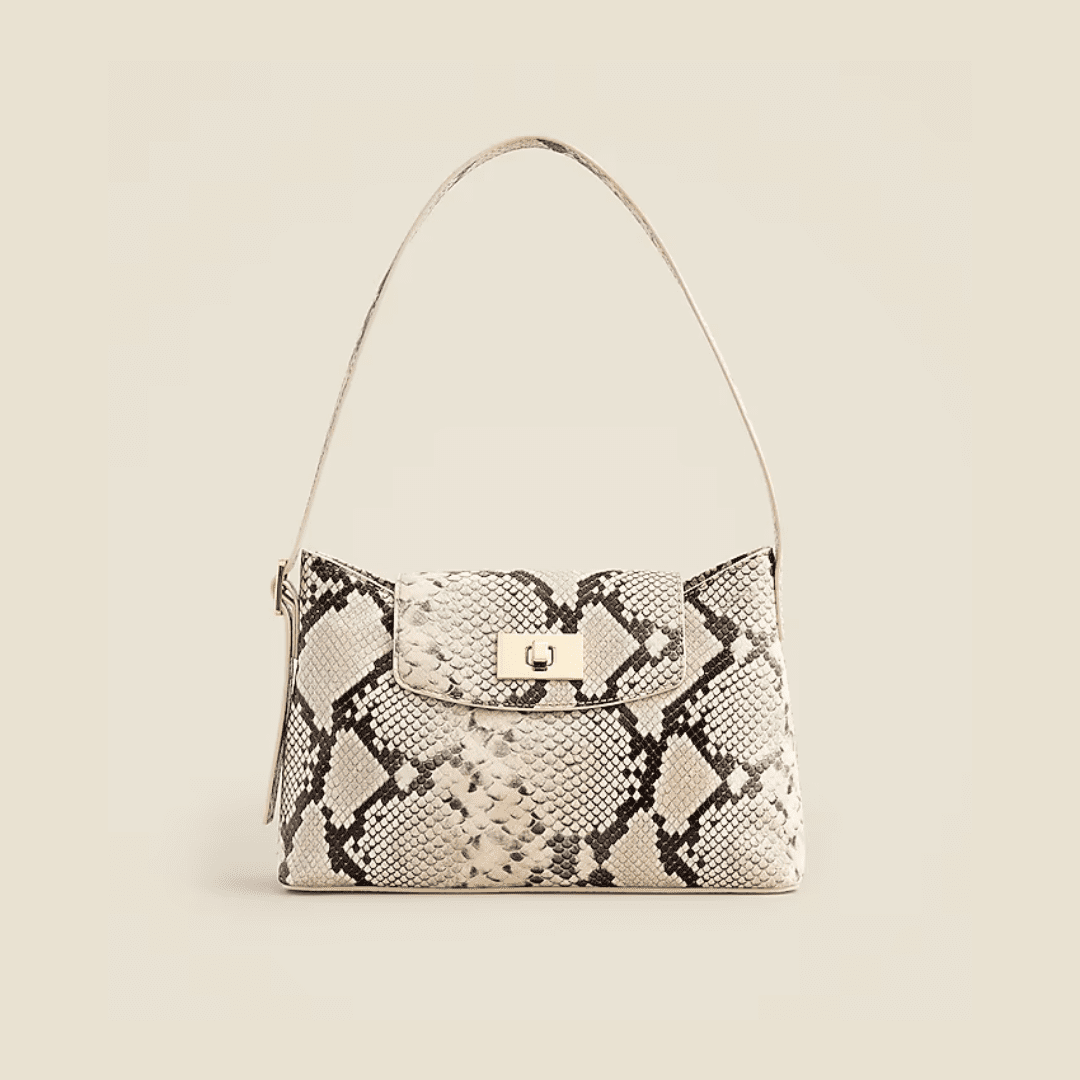 J.CREW Edie Shoulder Bag In Snake-Embossed Italian Leather