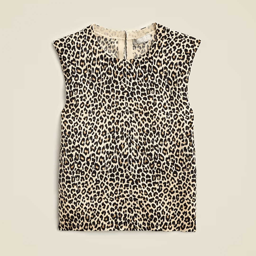 J.CREW Featherweight Cashmere-Blend Sweater Shell In Leopard Print