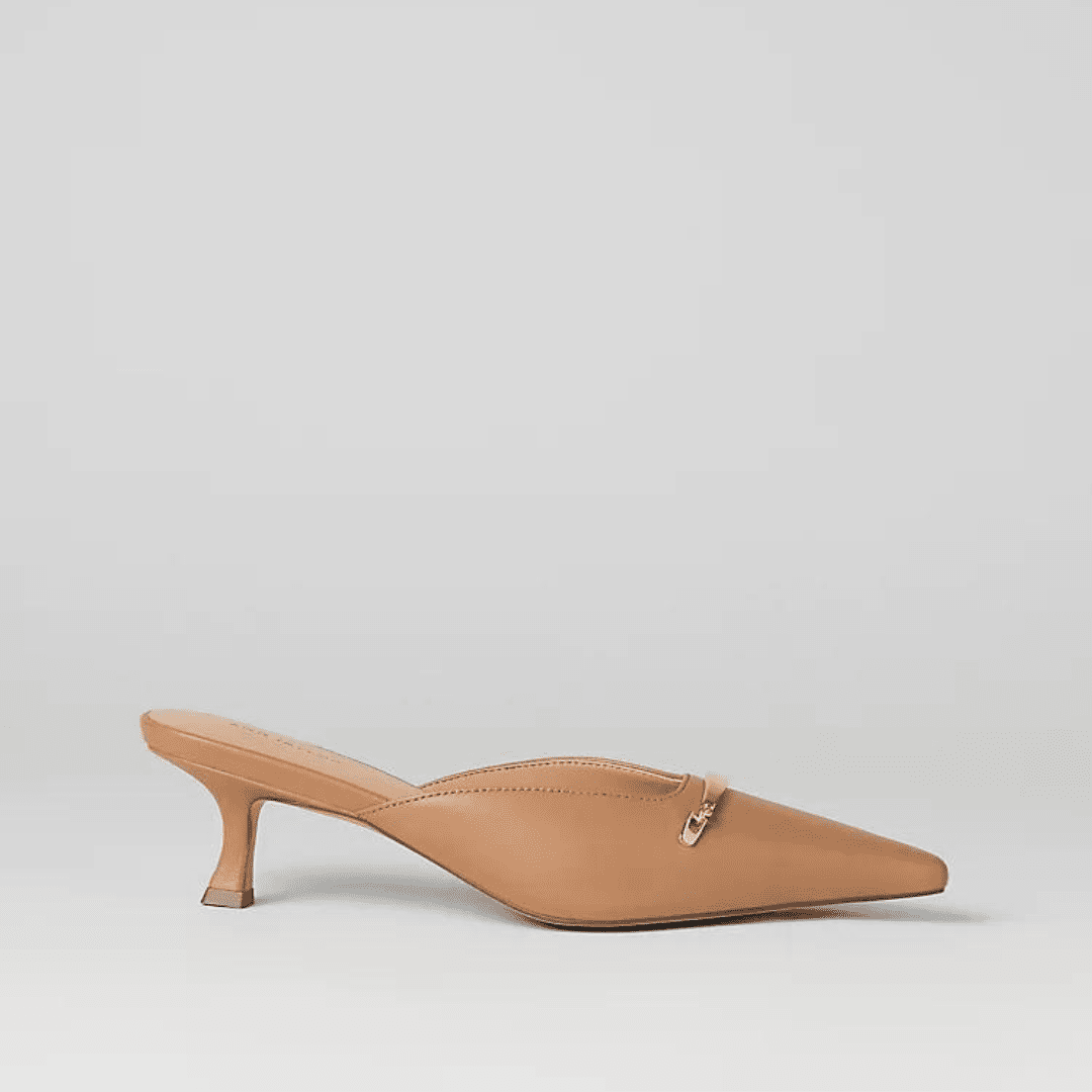 ANN TAYLOR Chain Leather Heel Mule Pumps