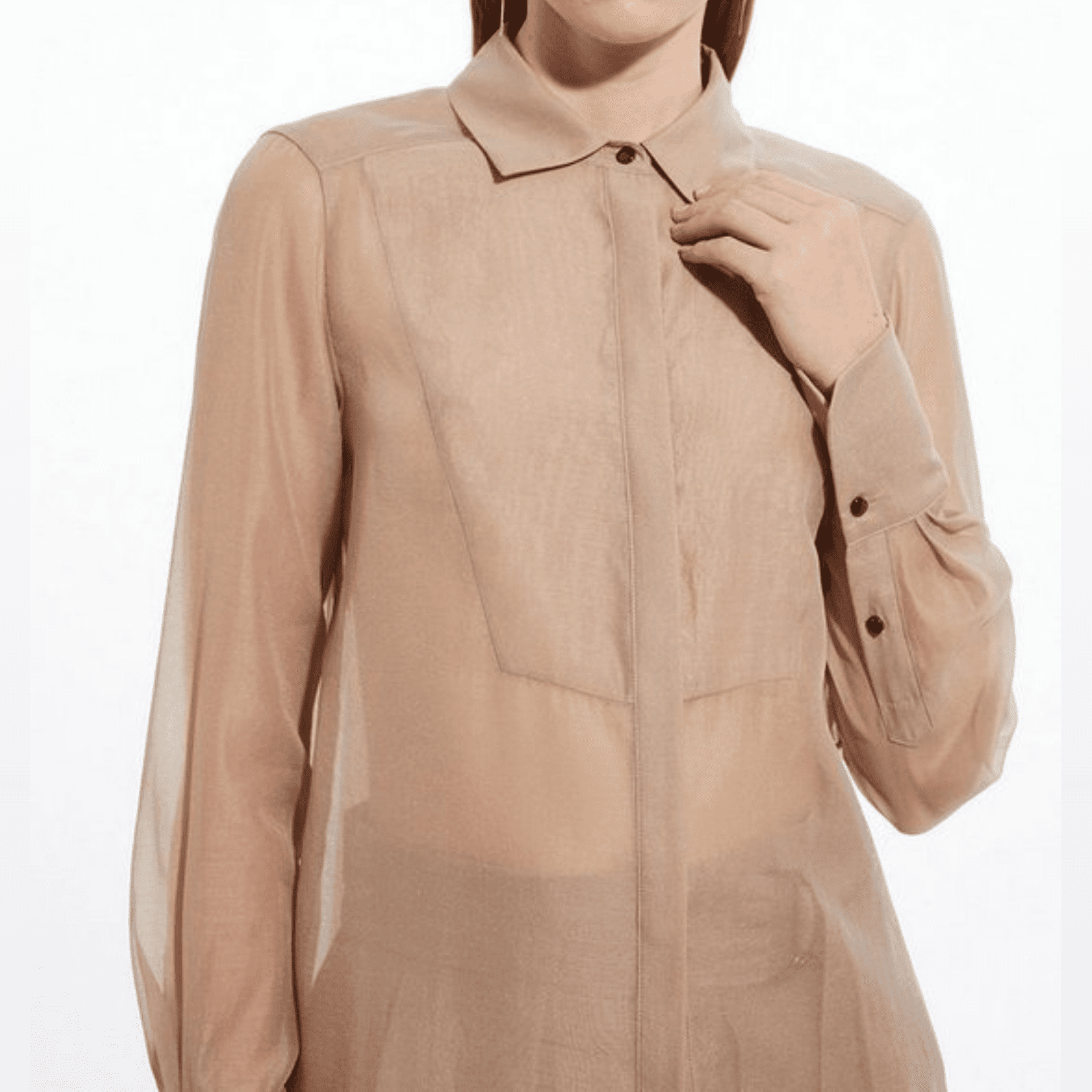 5 Styling Tips & 19 Outfit Ideas to Elevate Your Casual Work Outfits (Without Spending More). KAREN MILLEN Pocket Detail Organdie Woven Shirt - Champagne