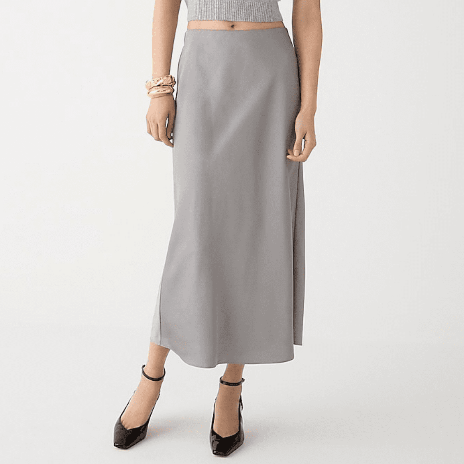 5 Styling Tips & 19 Outfit Ideas to Elevate Your Casual Work Outfits (Without Spending More). J.CREW Gwyneth Slip Skirt - Vintage Dove