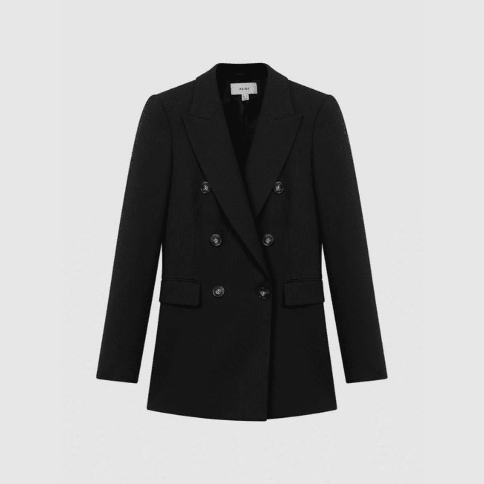 5 Styling Tips & 19 Outfit Ideas to Elevate Your Casual Work Outfits (Without Spending More). REISS Lana Tailored Textured Wool Blend Double Breasted Blazer - Black