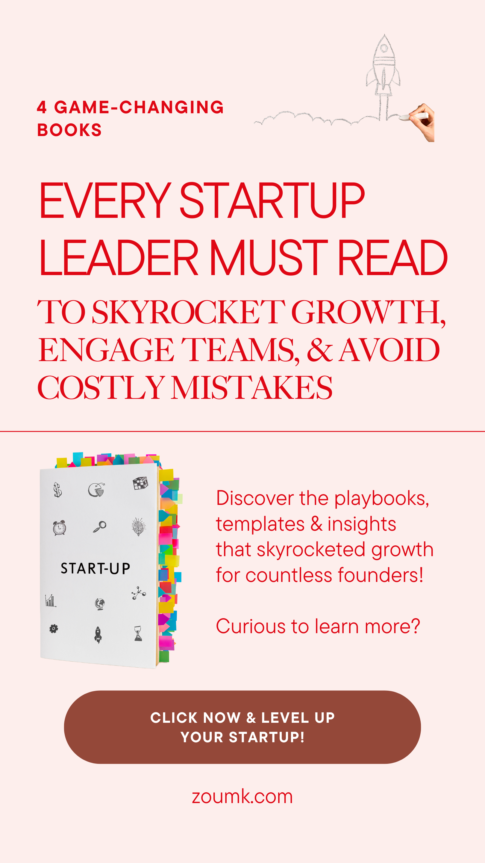 4 Game-Changing Books Every Startup Leader Must Read to Skyrocket Growth, Engage Teams, and Avoid Costly Mistakes. These 4 game-changing books hold the secret to startup success! Discover the playbooks, templates & insights that skyrocketed growth for countless founders! 📈 From culture-building to customer success, these page-turners have the answers. Curious to learn more? Click now & level up your startup! 💡