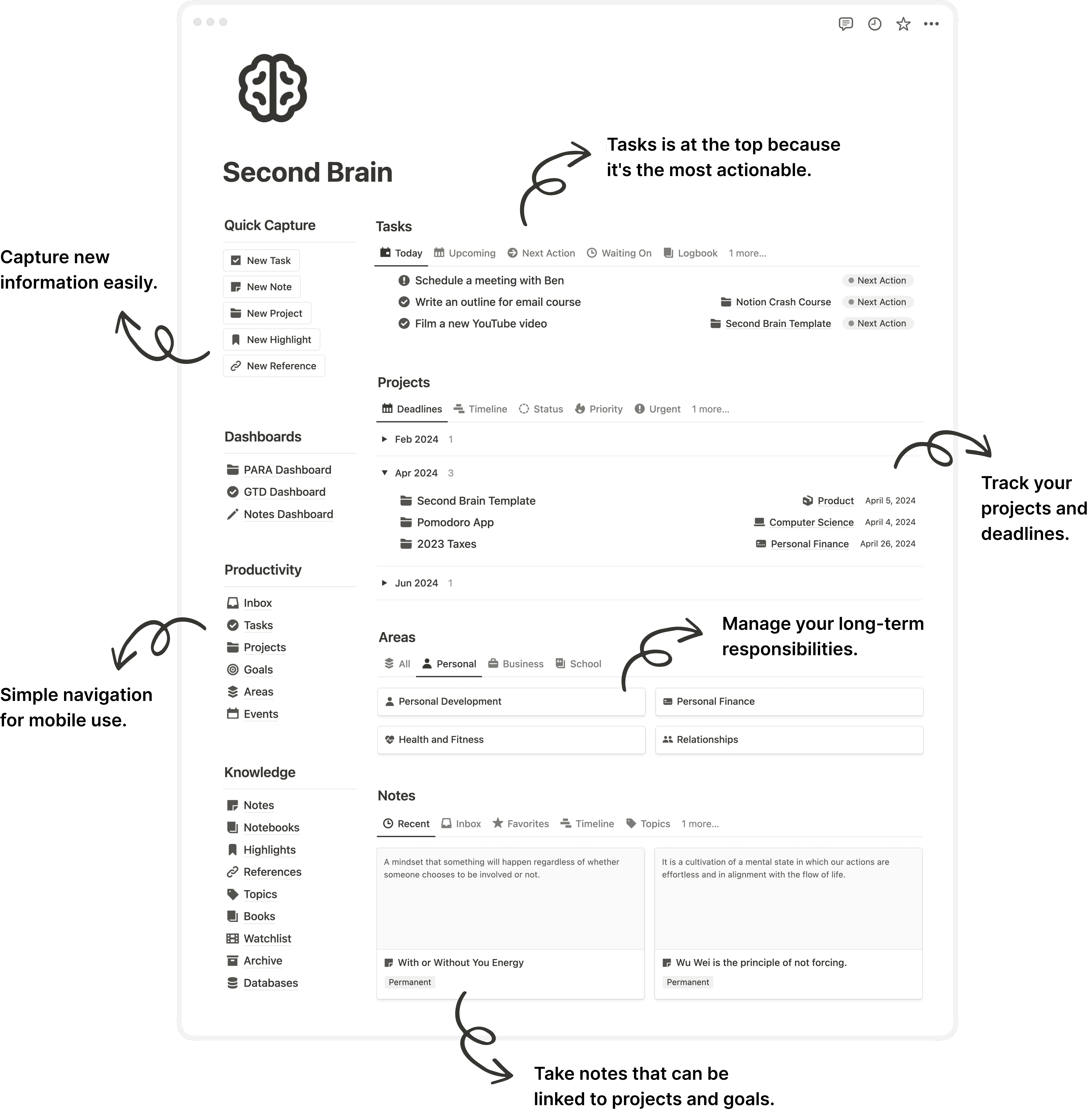 GUMROAD | EASLO | Second Brain Get your life organized with second brain Notion template