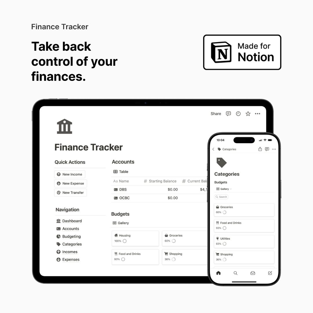 GUMROAD | EASLO | Finance Tracker Notion template Take back control of your finances