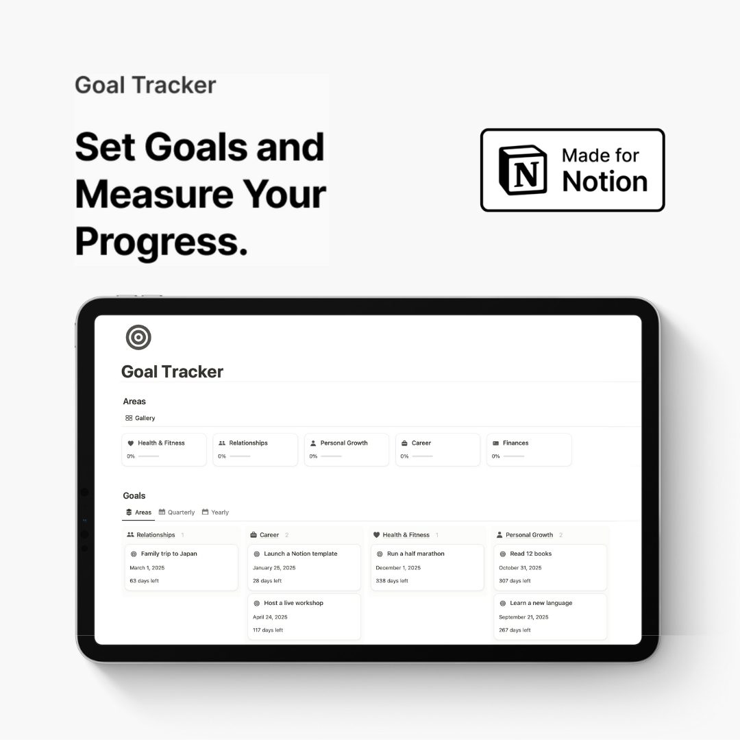GUMROAD | EASLO | Goal Tracker Notion template Set goals and measure your progress