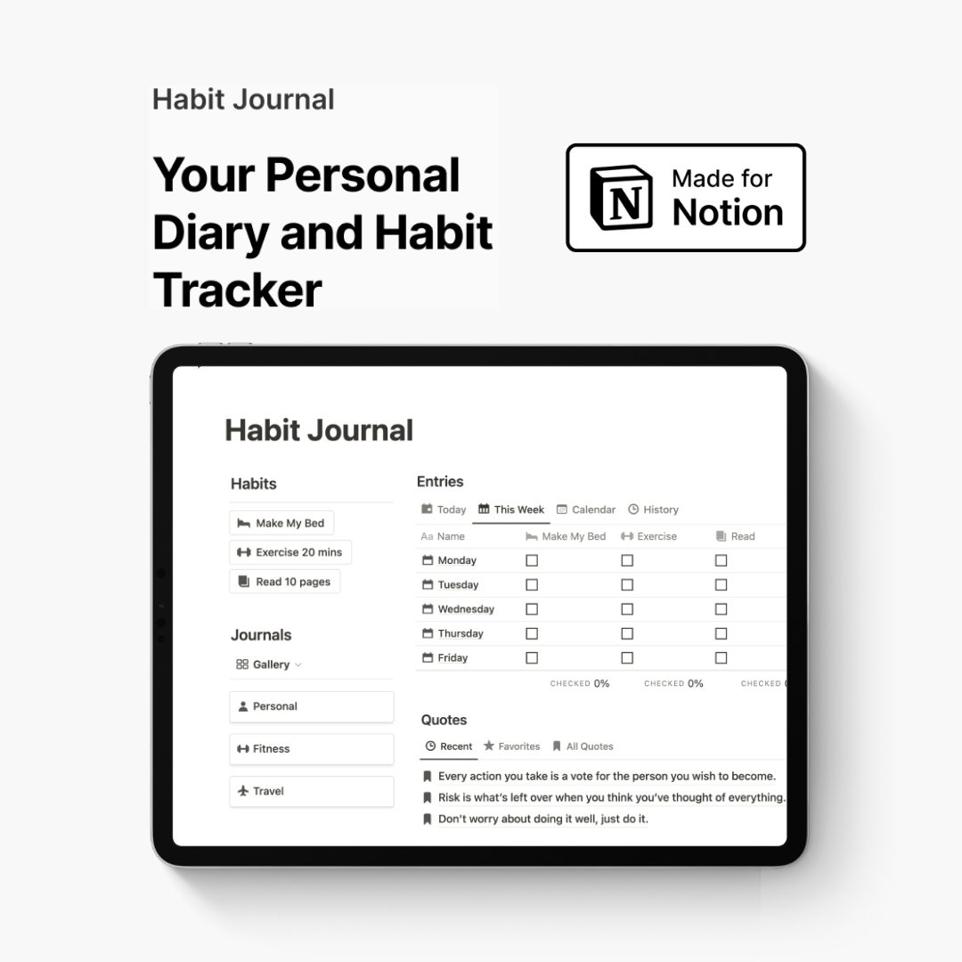 GUMROAD | EASLO | Habit Journal Notion template Your personal diary and habit tracker