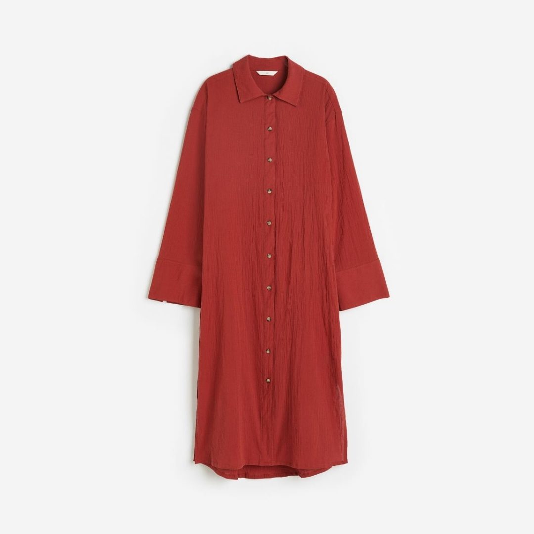 H&M Crêped Shirt Dress – Red