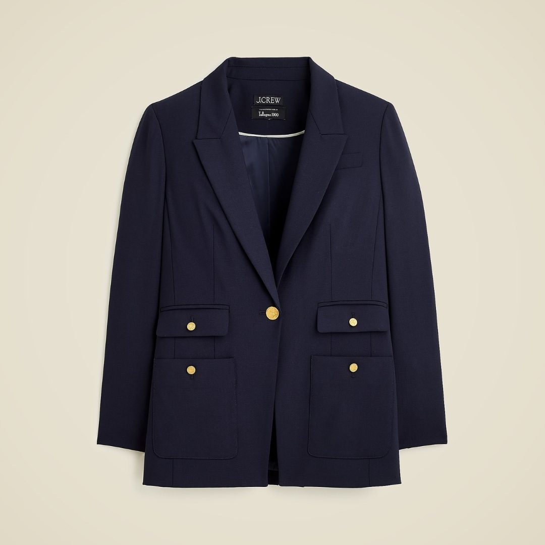 J.CREW Vivienne Blazer In Italian Bi-Stretch Wool Blend – Navy