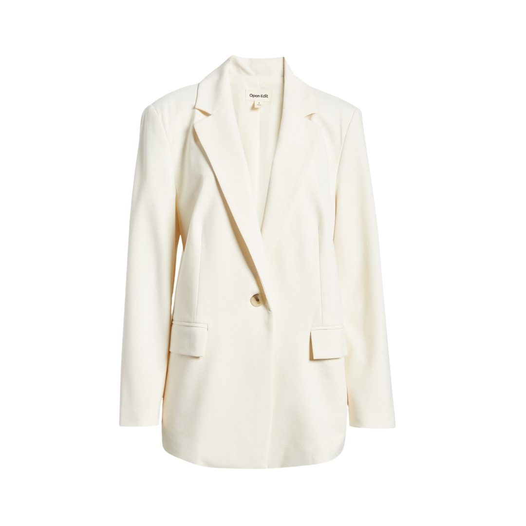5 Styling Tips & 19 Outfit Ideas to Elevate Your Casual Work Outfits (Without Spending More). NORDSTROM | OPEN EDIT | Relaxed Fit Blazer – Ivory Dove