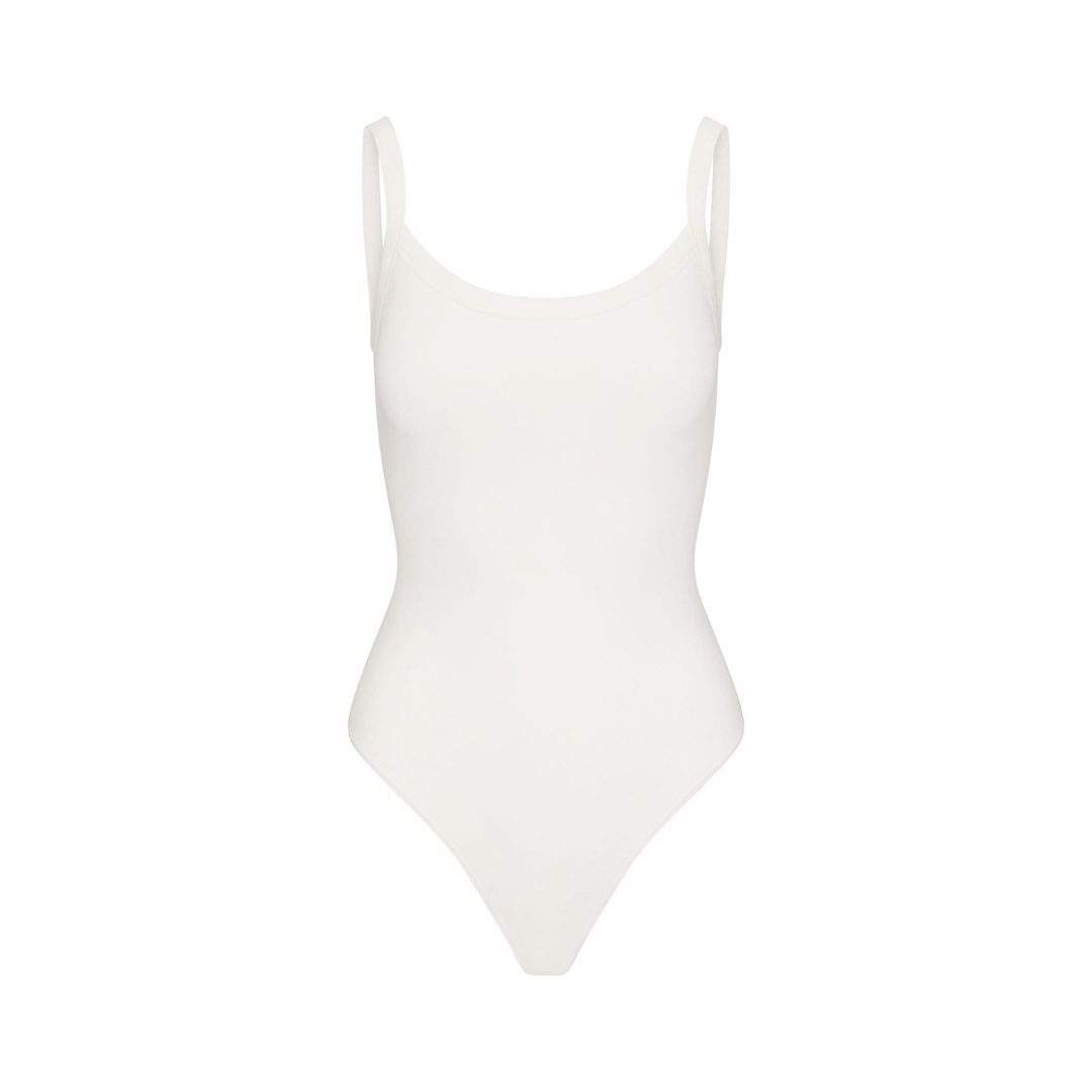 5 Styling Tips & 19 Outfit Ideas to Elevate Your Casual Work Outfits (Without Spending More). NORDSTROM | SKIMS Stretch Cotton Jersey Bodysuit - Marble