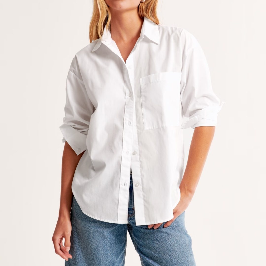 ABERCROMBIE & FITCH | Oversized Poplin Shirt – White