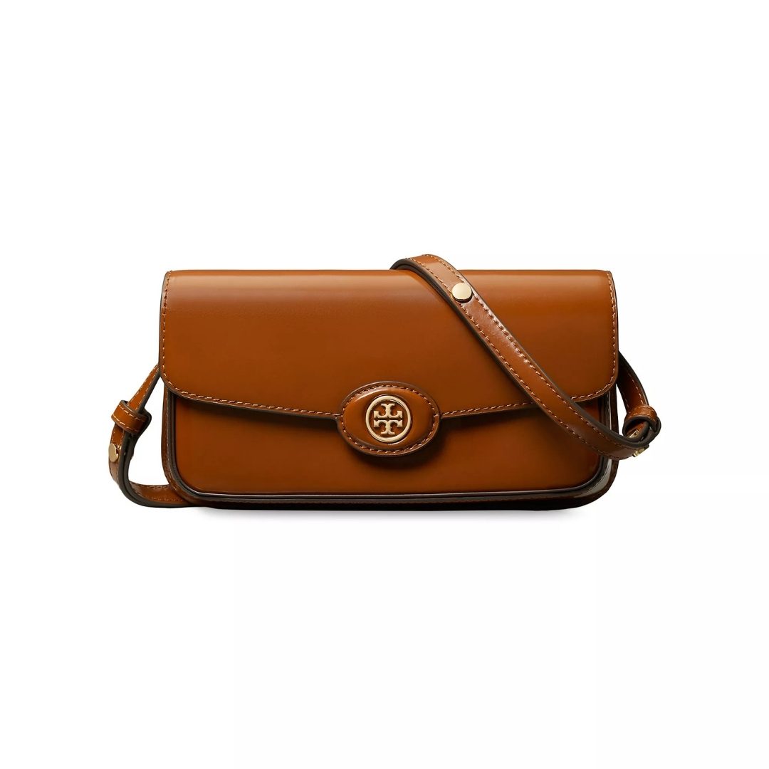 SAKS FIFTH AVENUE | TORY BURCH | Robinson Spazzolato Leather Crossbody Bag – Dark Sienna