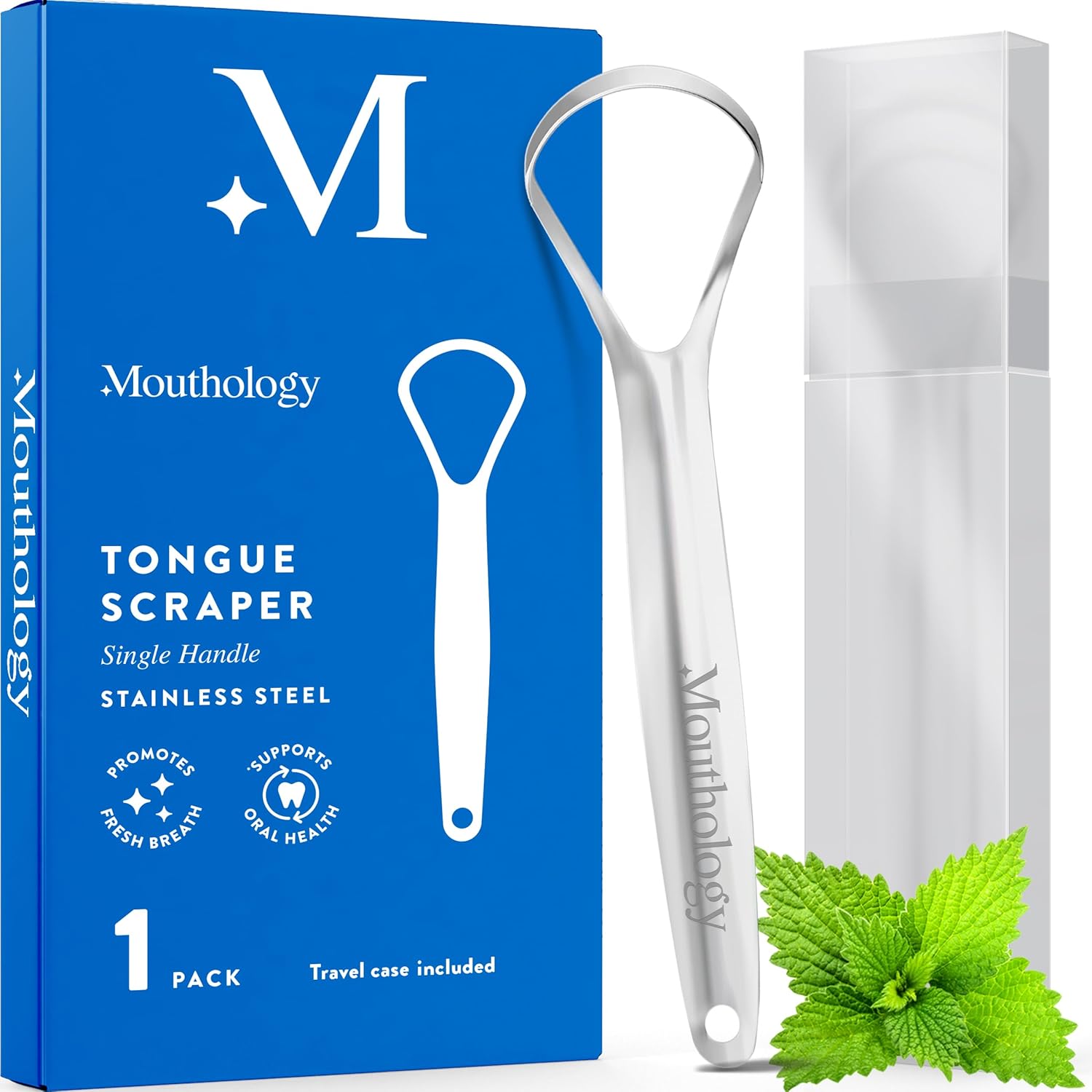 AMAZON | MOUTHOLOGY | BASIC CONCEPTS Tongue Scraper For Adults, Reduce Bad Breath, Metal Tongue Scraper – 1 Pack