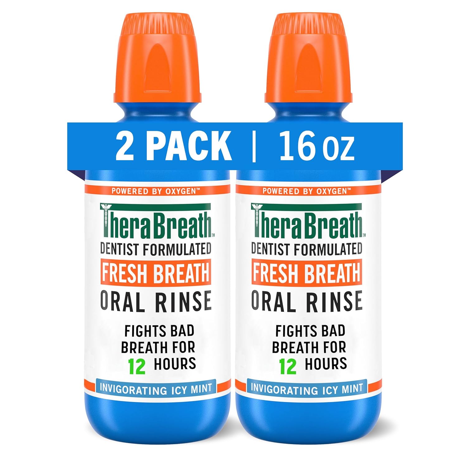 AMAZON | THERABREATH | Fresh Breath Mouthwash, Icy Mint Flavor, Alcohol-Free, 16 Fl Oz (Pack of 2)