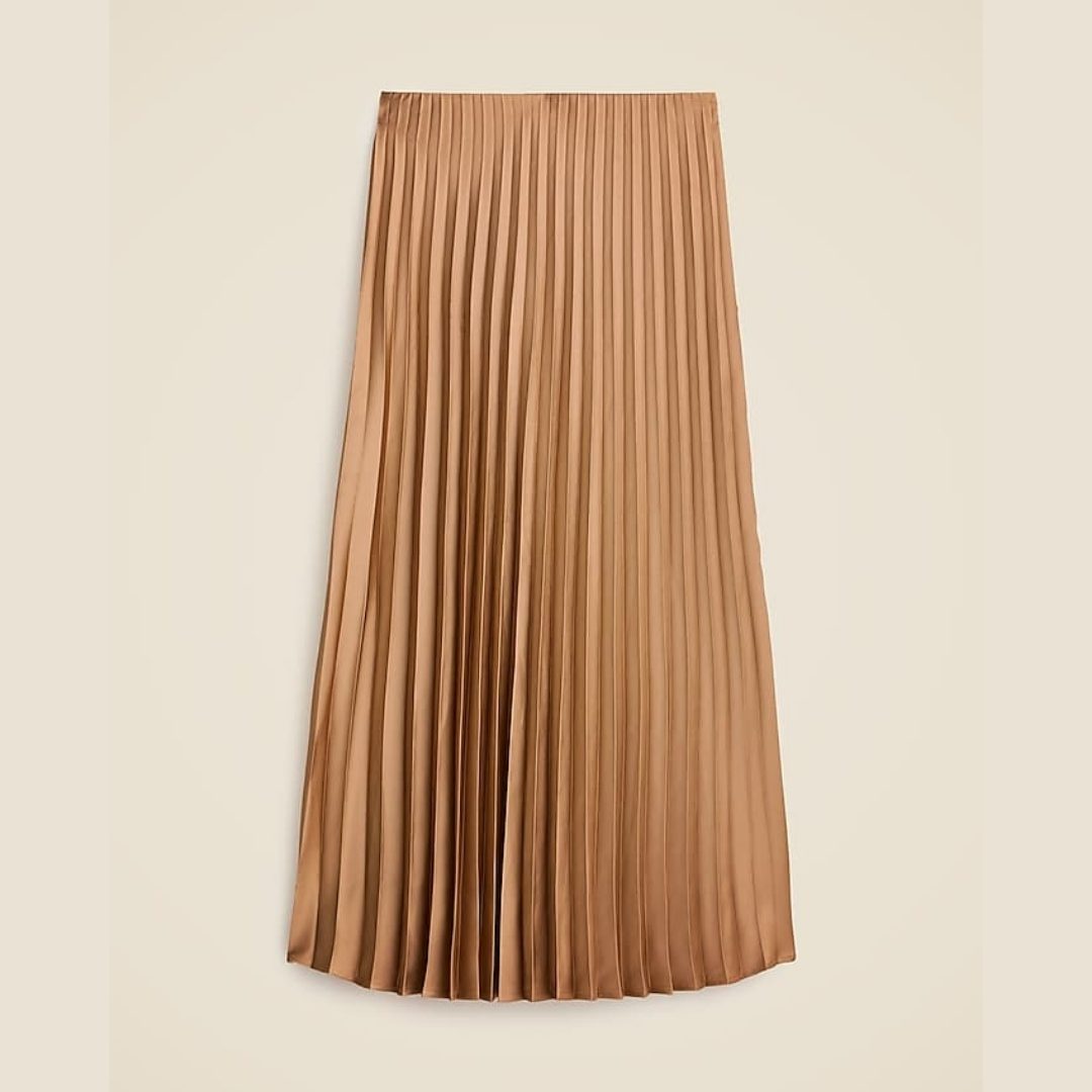 J.CREW | Gwyneth Pleated Slip Skirt – Camel