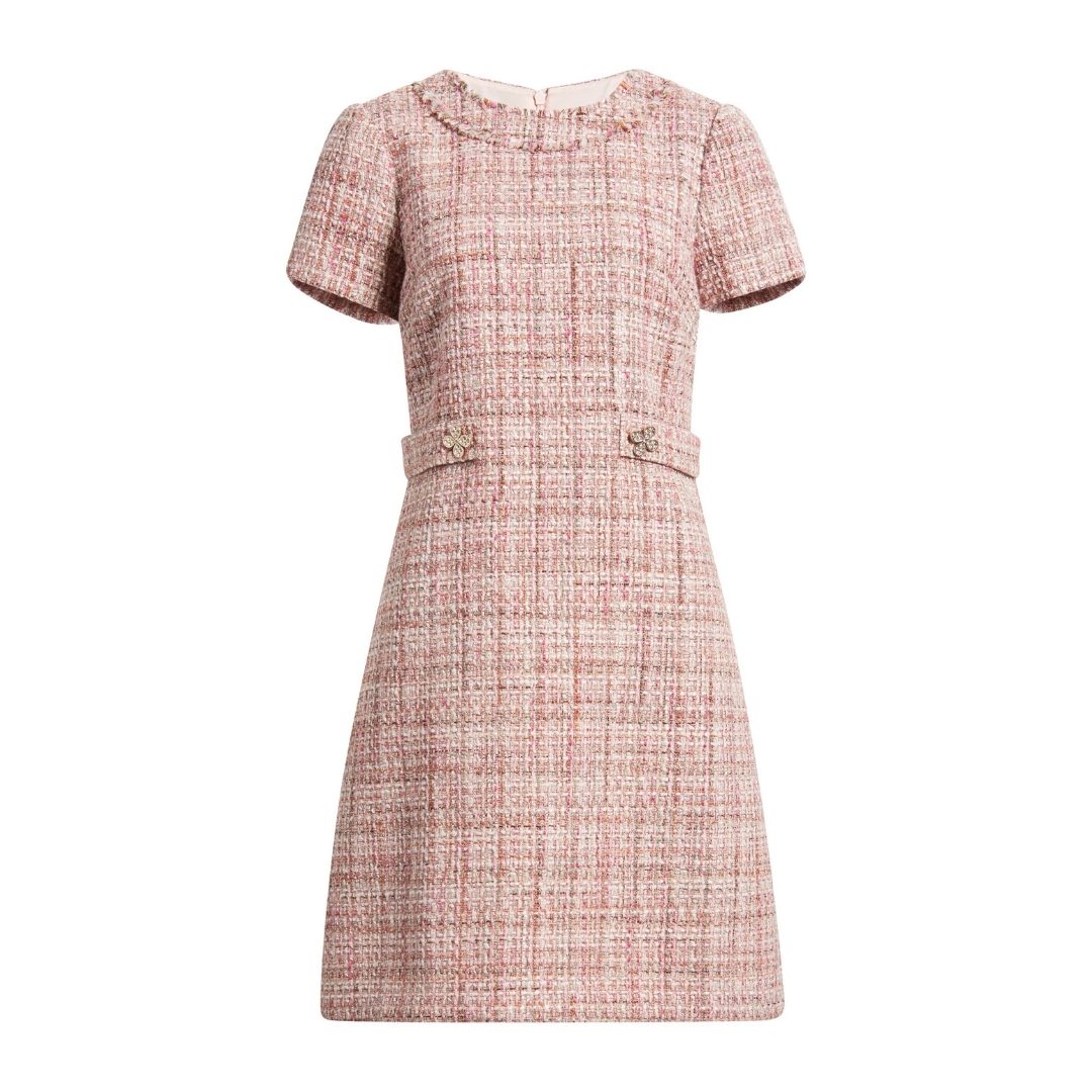NORDSTROM | ELIZA J | Short Sleeve Tweed Dress – Pink Multi